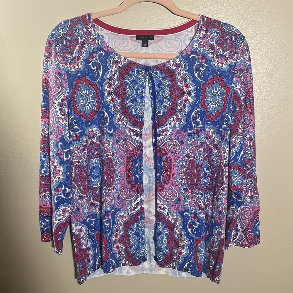 Talbots Kaleidoscope‎ Printed Cardigan Sweater | Large